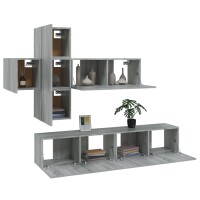 vidaXL 7-tlg. TV-Schrank-Set Grau Sonoma Holzwerkstoff