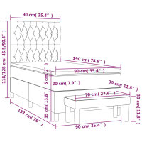 vidaXL Boxspringbett mit Matratze Dunkelbraun 90x190 cm Stoff