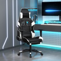 vidaXL Gaming-Stuhl mit Fu&szlig;st&uuml;tze Schwarz und Wei&szlig; Kunstleder