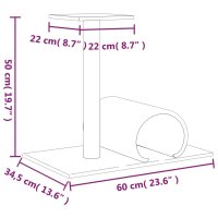 vidaXL Kratzbaum mit Tunnel Creme 60x34,5x50 cm