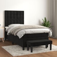 vidaXL Boxspringbett mit Matratze Schwarz 90x200 cm Samt