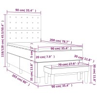 vidaXL Boxspringbett mit Matratze Schwarz 90x200 cm Samt