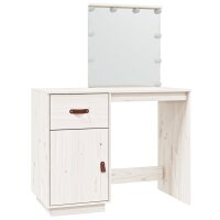 vidaXL Schminktisch mit LED Weiß 95x50x133,5 cm Massivholz Kiefer