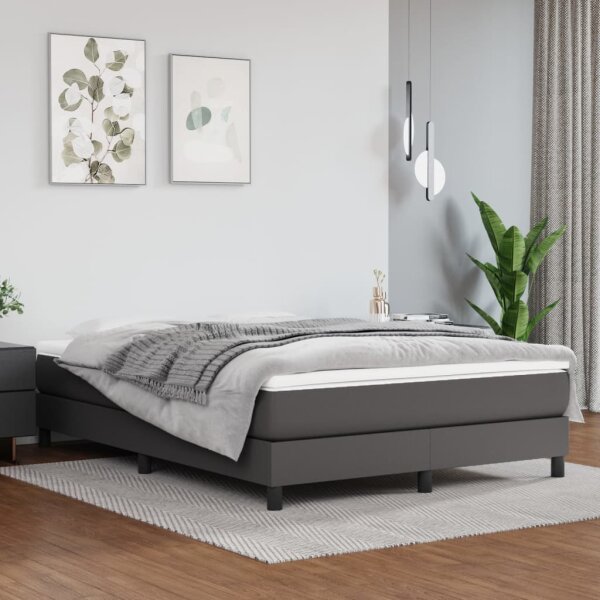 vidaXL Boxspringbett Grau 140x190 cm Kunstleder