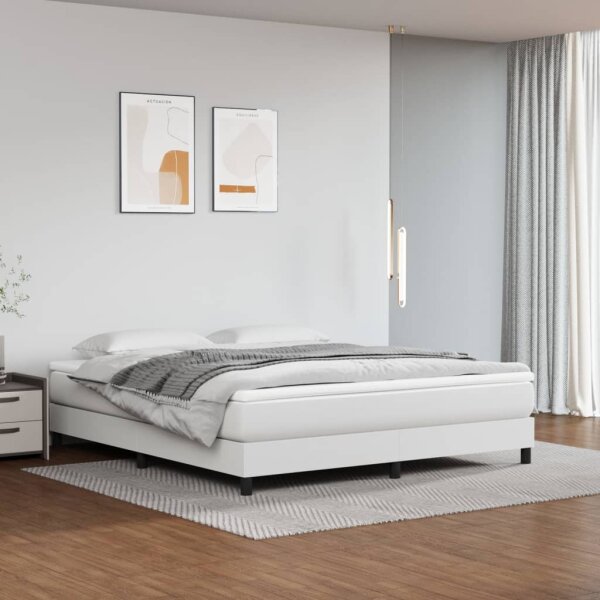 vidaXL Boxspringbett Wei&szlig; 160x200 cm Kunstleder