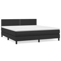 vidaXL Boxspringbett mit Matratze Schwarz 160x200 cm Kunstleder