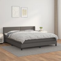 vidaXL Boxspringbett mit Matratze Grau 180x200 cm Kunstleder