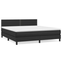 vidaXL Boxspringbett mit Matratze Schwarz 180x200 cm Kunstleder