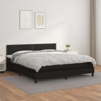 vidaXL Boxspringbett mit Matratze Schwarz 180x200 cm Kunstleder