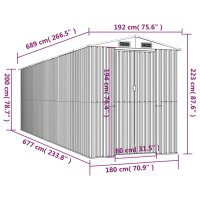 vidaXL Ger&auml;teschuppen Hellgrau 192x689x223 cm Verzinkter Stahl