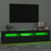 vidaXL TV-Schrank mit LED-Leuchten Schwarz 180x35x40 cm