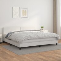 vidaXL Boxspringbett mit Matratze Wei&szlig; 200x200 cm Kunstleder