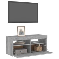 vidaXL TV-Schrank mit LED-Leuchten Grau Sonoma 90x35x40 cm