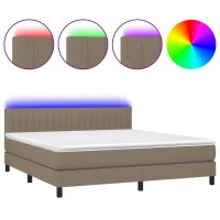 vidaXL Boxspringbett mit Matratze &amp; LED Taupe 180x200 cm Stoff