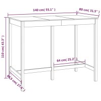 vidaXL Bartisch 140x80x110 cm Massivholz Kiefer