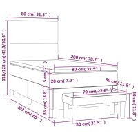 vidaXL Boxspringbett mit Matratze Schwarz 80x200 cm Stoff