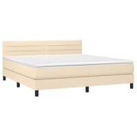 vidaXL Boxspringbett mit Matratze Creme 180x200 cm Stoff