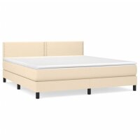 vidaXL Boxspringbett mit Matratze Creme 180x200 cm Stoff