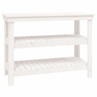 vidaXL Werkbank Weiß 110,5x50x80 cm Massivholz Kiefer