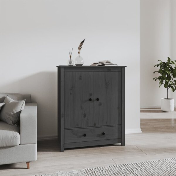 vidaXL Highboard Grau 83x41,5x100 cm Massivholz Kiefer