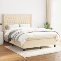 vidaXL Boxspringbett mit Matratze Creme 140x200 cm Stoff