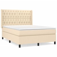 vidaXL Boxspringbett mit Matratze Creme 140x200 cm Stoff