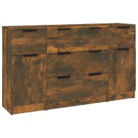 vidaXL 3-tlg. Sideboard-Set Räuchereiche Holzwerkstoff