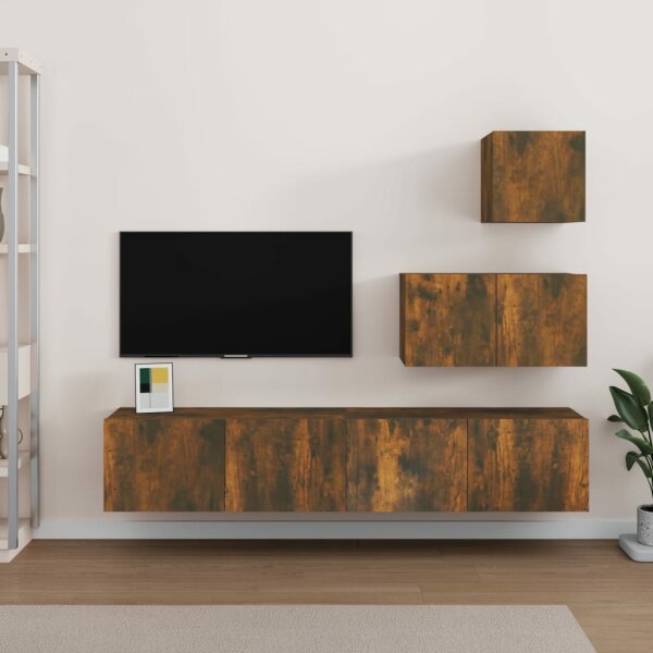 vidaXL 4-tlg. TV-Schrank-Set R&auml;uchereiche Holzwerkstoff