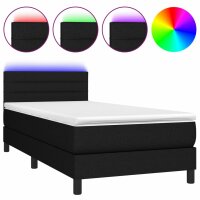 WOWONA Boxspringbett mit Matratze &amp; LED Schwarz 80x200 cm Stoff