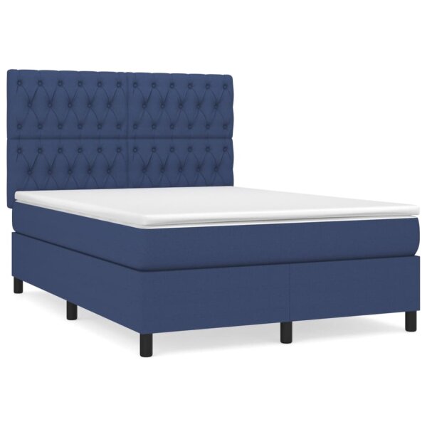 vidaXL Boxspringbett mit Matratze Blau 140x190 cm Stoff