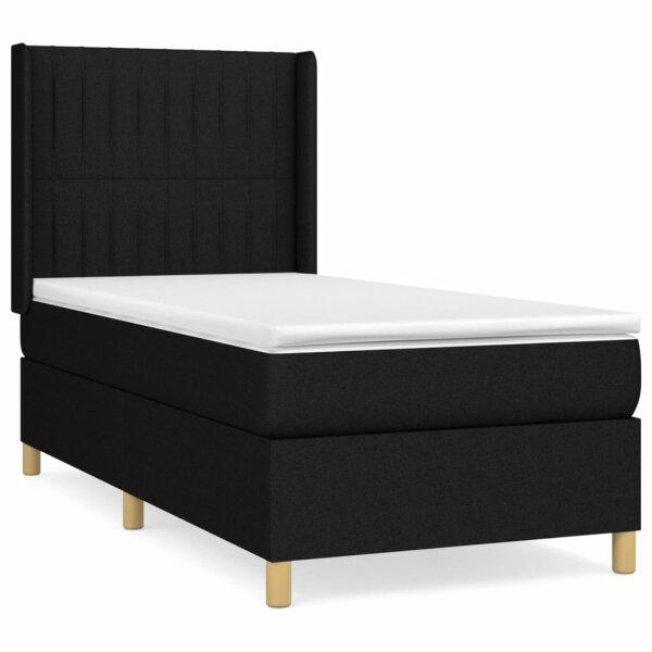 vidaXL Boxspringbett mit Matratze Schwarz 100x200 cm Stoff