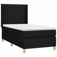 vidaXL Boxspringbett mit Matratze Schwarz 100x200 cm Stoff