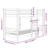 vidaXL Etagenbett 90x200 cm Massivholz Kiefer