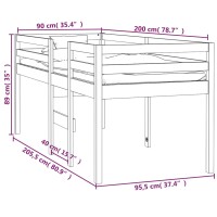 vidaXL Hochbett 90x200 cm Massivholz Kiefer