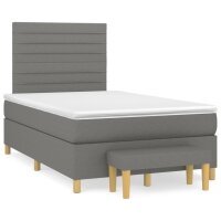 vidaXL Boxspringbett mit Matratze Dunkelgrau 120x200 cm Stoff