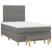 vidaXL Boxspringbett mit Matratze Dunkelgrau 120x200 cm Stoff