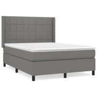 vidaXL Boxspringbett mit Matratze Dunkelgrau 140x190 cm Stoff