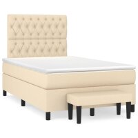 WOWONA Boxspringbett mit Matratze Creme 120x200 cm Stoff