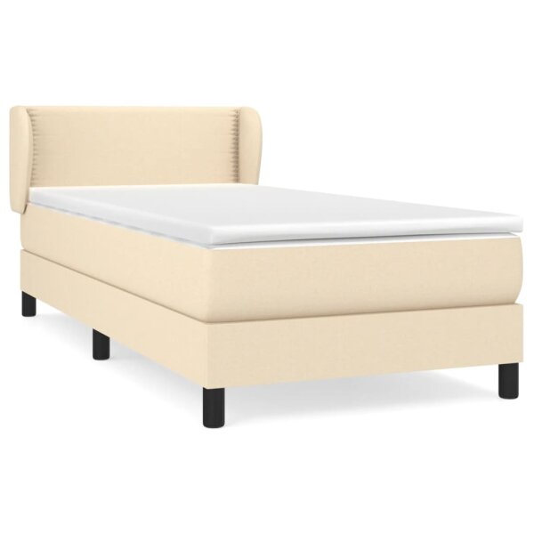 vidaXL Boxspringbett mit Matratze Creme 80x200 cm Stoff