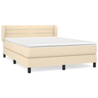 WOWONA Boxspringbett mit Matratze Creme 140x200 cm Stoff