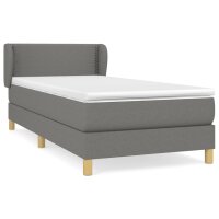 vidaXL Boxspringbett mit Matratze Dunkelgrau 90x200 cm Stoff