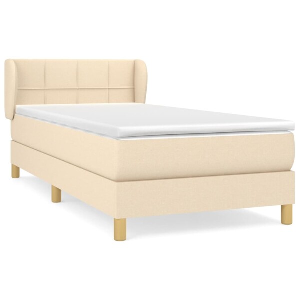 vidaXL Boxspringbett mit Matratze Creme 100x200 cm Stoff