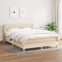 vidaXL Boxspringbett mit Matratze Creme 140x200 cm Stoff