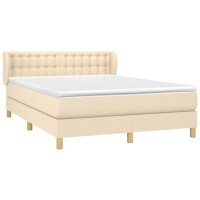 vidaXL Boxspringbett mit Matratze Creme 140x200 cm Stoff