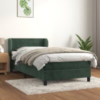 vidaXL Boxspringbett mit Matratze Dunkelgr&uuml;n 90x200 cm Samt