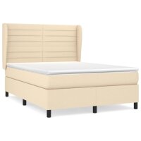 vidaXL Boxspringbett mit Matratze Creme 140x200 cm Stoff