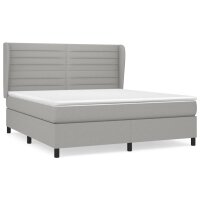 vidaXL Boxspringbett mit Matratze Hellgrau 180x200 cm Stoff