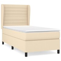 WOWONA Boxspringbett mit Matratze Creme 80x200 cm Stoff