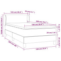 WOWONA Boxspringbett mit Matratze Dunkelblau 100x200 cm Samt