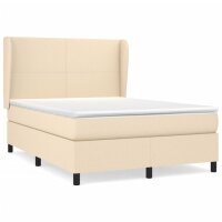 vidaXL Boxspringbett mit Matratze Creme 140x200 cm Stoff